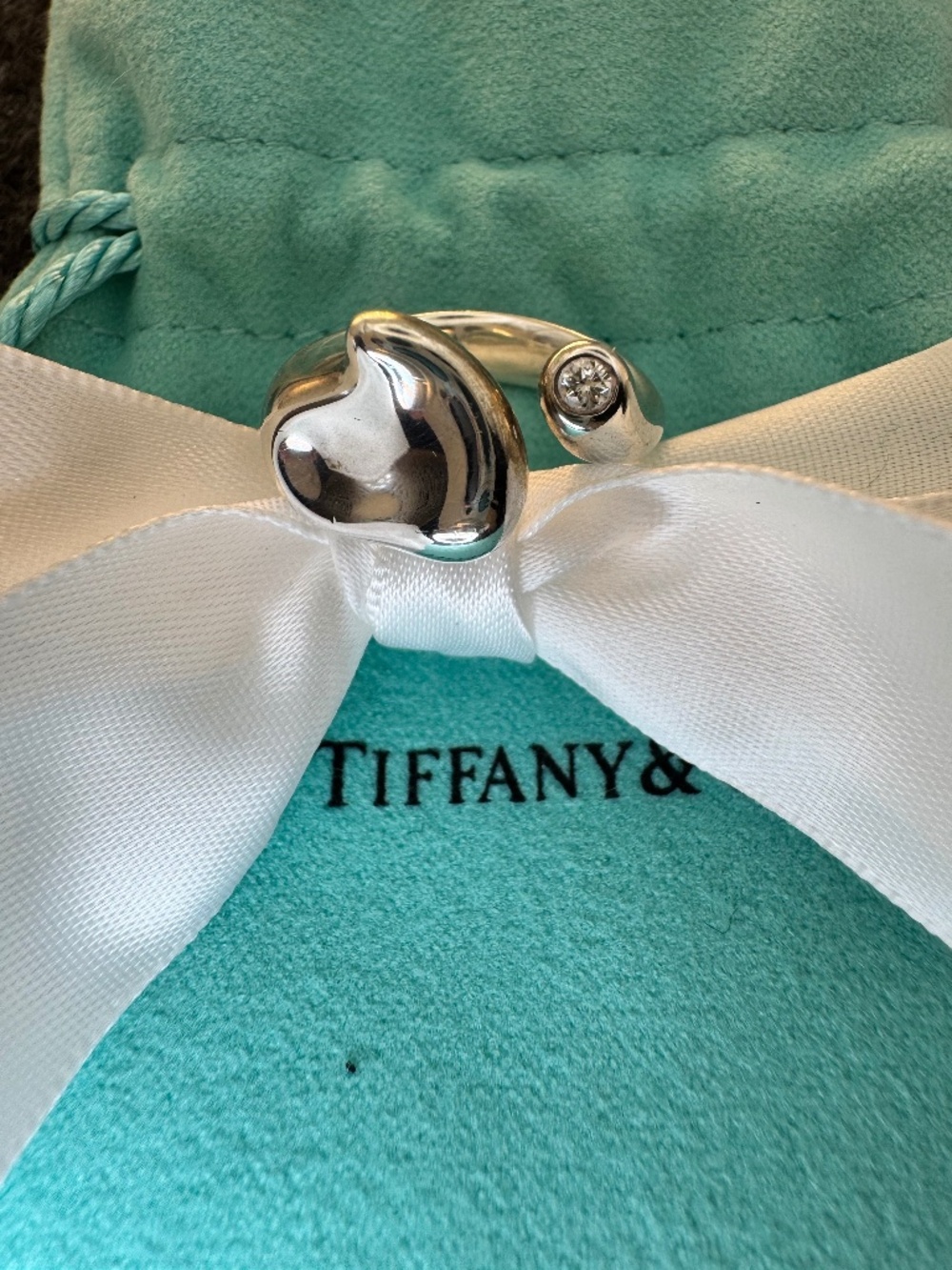 Tiffany & Co Elsa Peretti Diamond Full Heart Cuff Ring